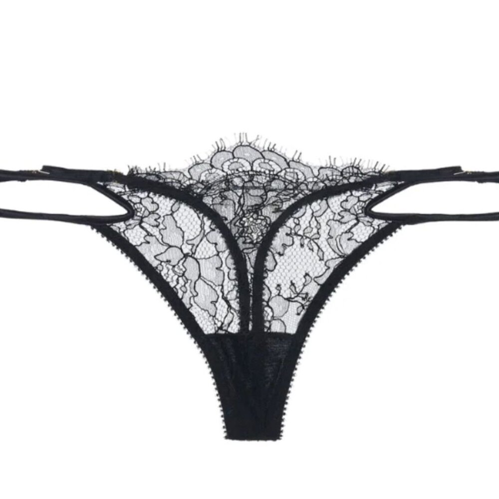 La perla Lace Thong in Black RSMP $215.00 Check my other listings for more The e